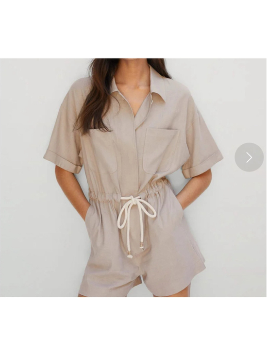 Mango Pants - New Mango Linen Utility Romper Small